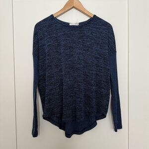 Rag & Bone Jean Top Womens Size Small Blue Long Sleeve Crew Neck High Low Hem